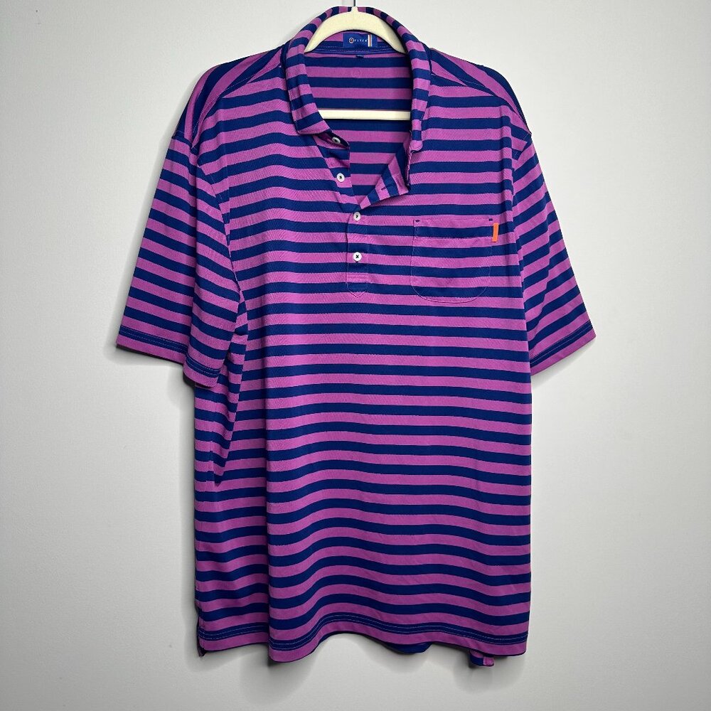 Stitch Golf Polo Purple/Blue Striped Polo Men's XL